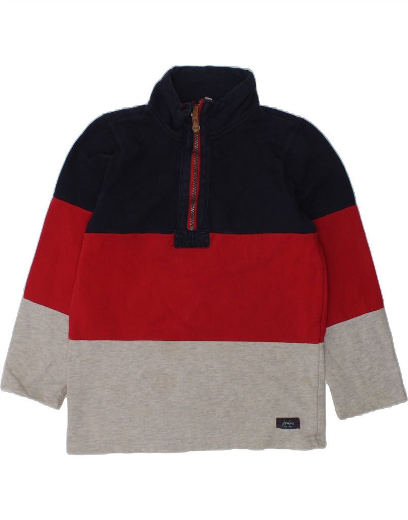 JOULES Boys Zip Neck Sweatshirt Jumper 7-8 Years Multicoloured Colourblock | Vintage Joules | Thrift | Second-Hand Joules | Used Clothing | Messina Hembry 