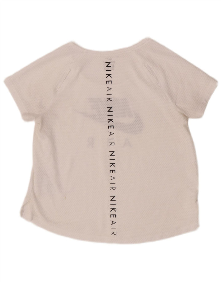 Nike Womens Dri Fit Graphic T-Shirt Top UK 14 Medium Off White Polyester