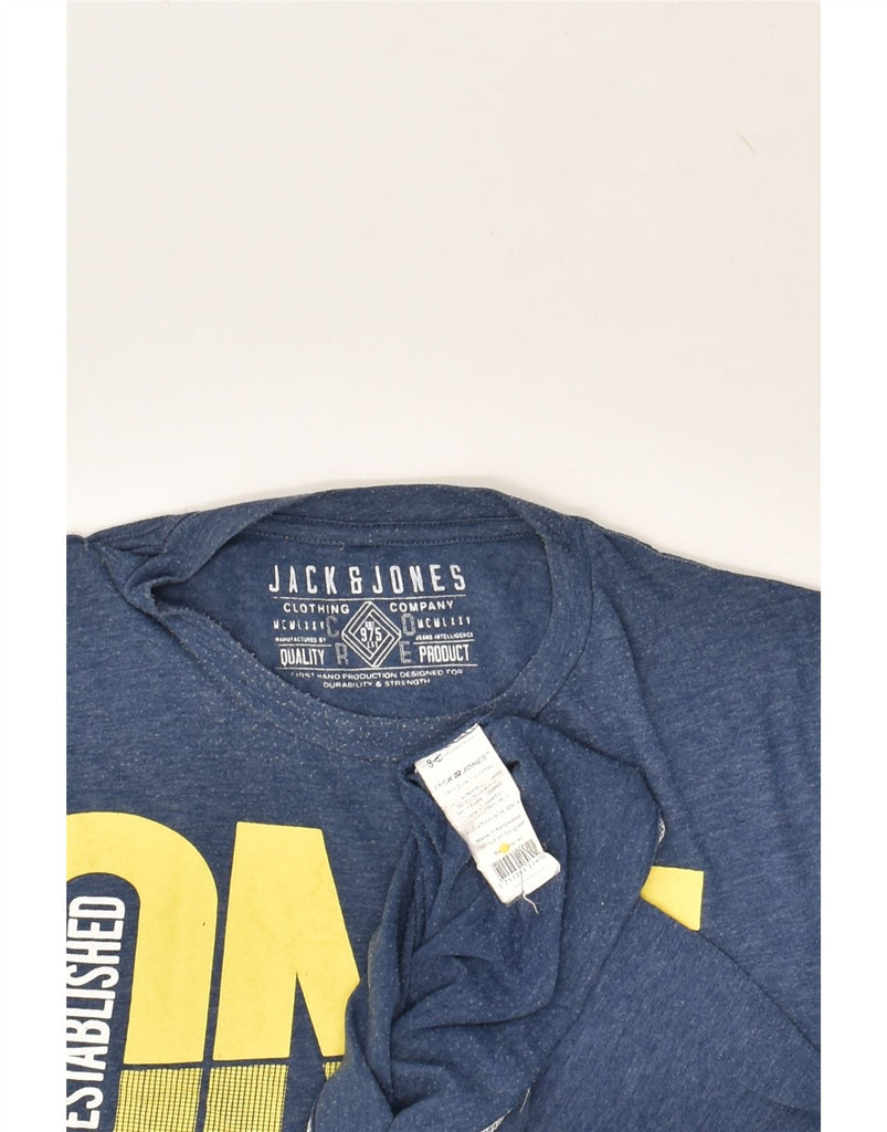 JACK & JONES Mens Graphic T-Shirt Top Large Navy Blue Cotton | Vintage Jack & Jones | Thrift | Second-Hand Jack & Jones | Used Clothing | Messina Hembry 