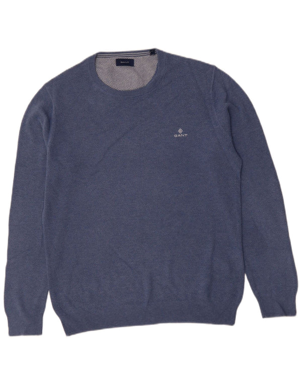GANT Mens Crew Neck Jumper Sweater Medium Blue Cotton