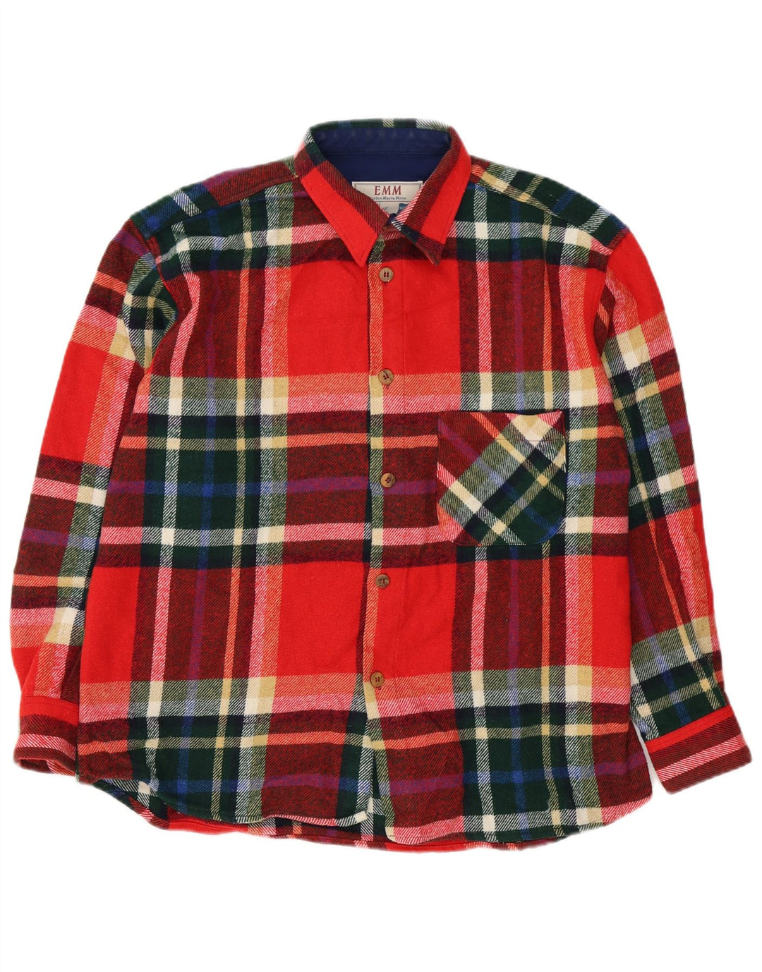 VINTAGE Mens Flannel Shirt Large Red Plaid Wool