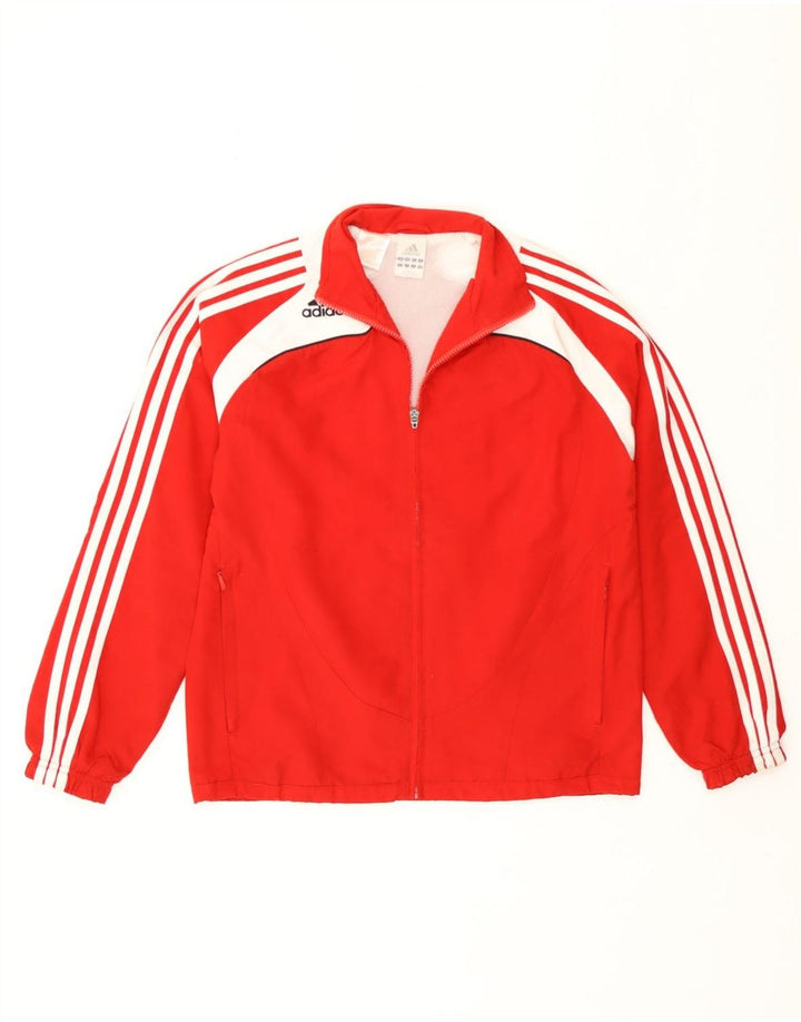 Adidas Boys Tracksuit Top Jacket 13-14 Years Red Colourblock Polyester