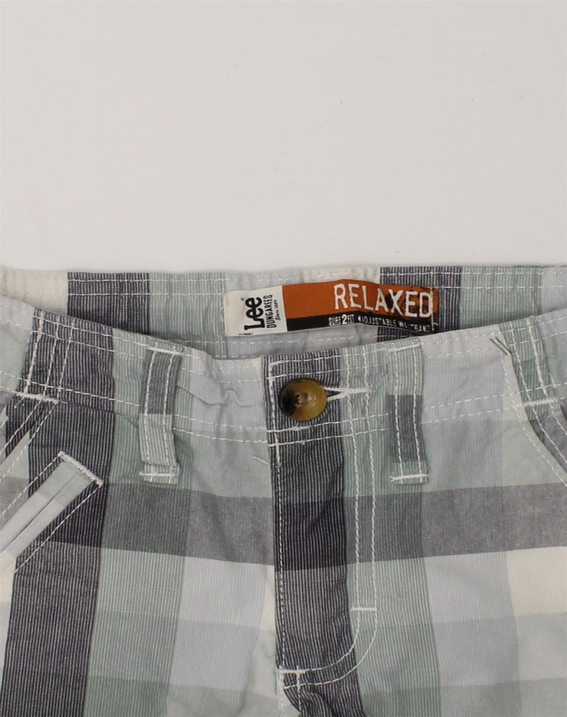 LEE Boys Relaxed Fit Chino Shorts 7-8 Years W24  Grey Check Cotton | Vintage Lee | Thrift | Second-Hand Lee | Used Clothing | Messina Hembry 