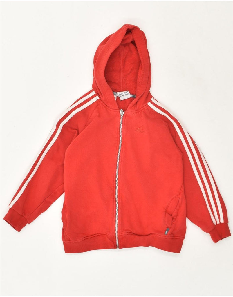 ADIDAS Boys Zip Hoodie Sweater 7-8 Years Small Red Cotton | Vintage Adidas | Thrift | Second-Hand Adidas | Used Clothing | Messina Hembry 