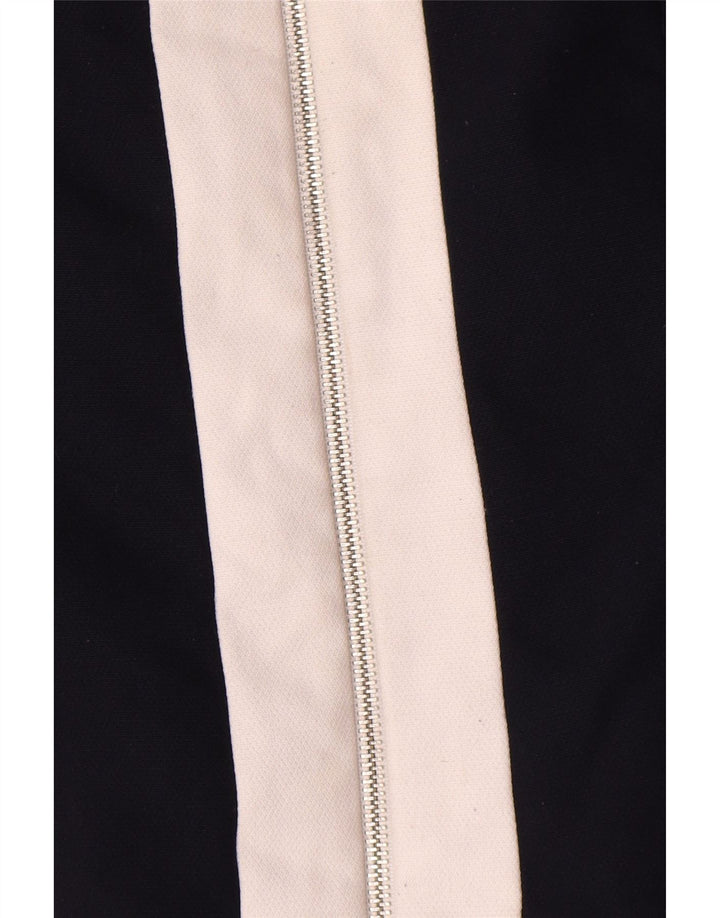 Zara Womens Full Zip Blazer Jacket UK 14 Large Black Colourblock Polyester