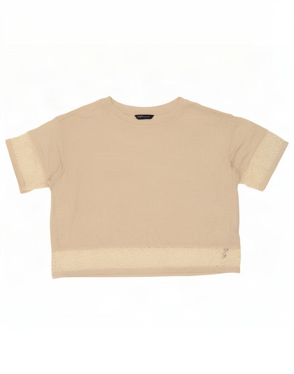 Marks & Spencer Womens Oversized T-Shirt Top UK 16 Large Beige Linen