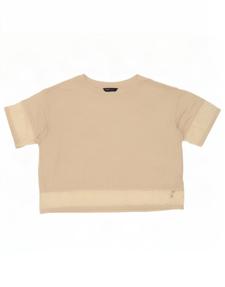 Marks & Spencer Womens Oversized T-Shirt Top UK 16 Large Beige Linen