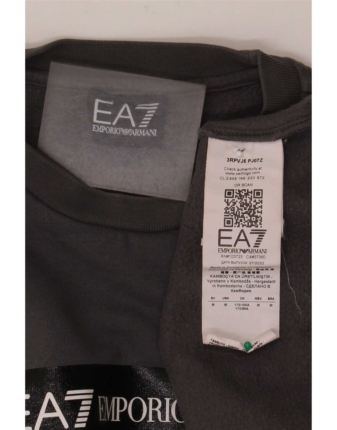 Emporio Armani Mens Graphic Sweatshirt Jumper Medium Grey Cotton
