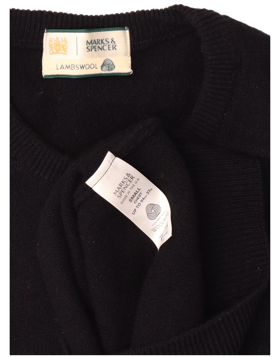 Marks & Spencer Mens Crew Neck Jumper Sweater Small Black Lambswool
