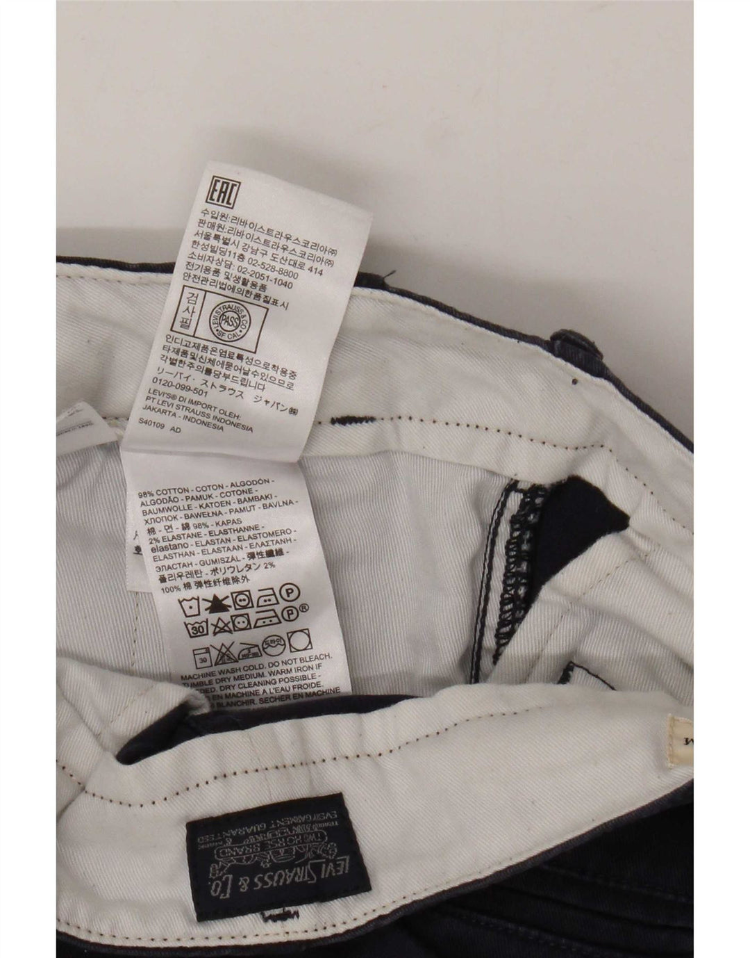 Levi's Mens Chino Shorts W34 Large Navy Blue Cotton