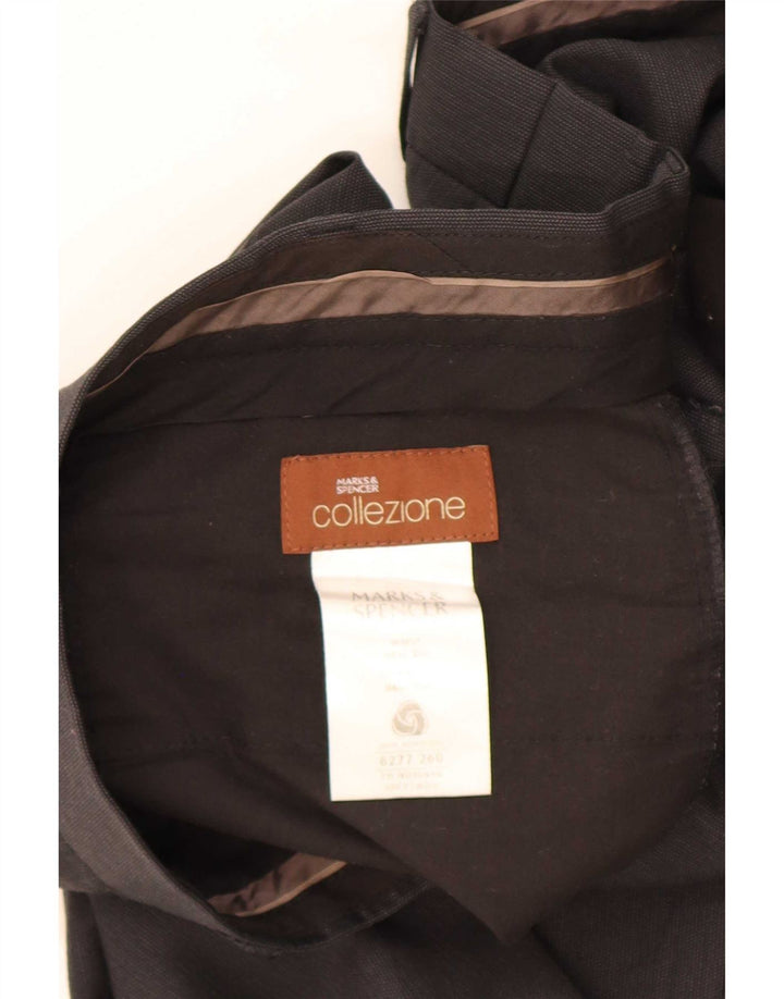 Marks & Spencer Mens Straight Suit Trousers W38 L33 Grey Wool