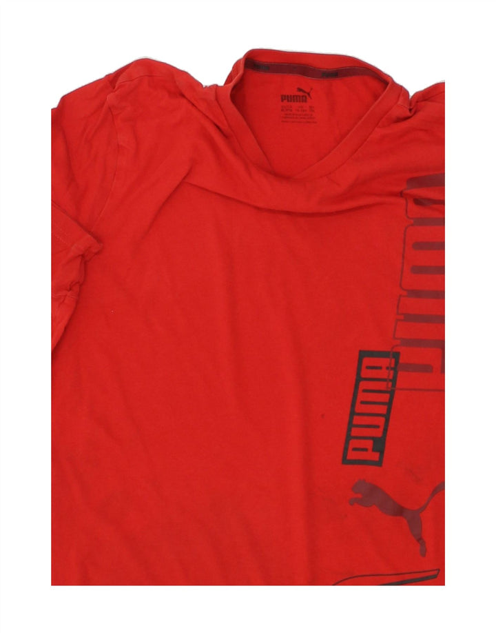 PUMA Boys Graphic T-Shirt Top 15-16 Years Red Cotton Vintage Puma and Second-Hand Puma from Messina Hembry 