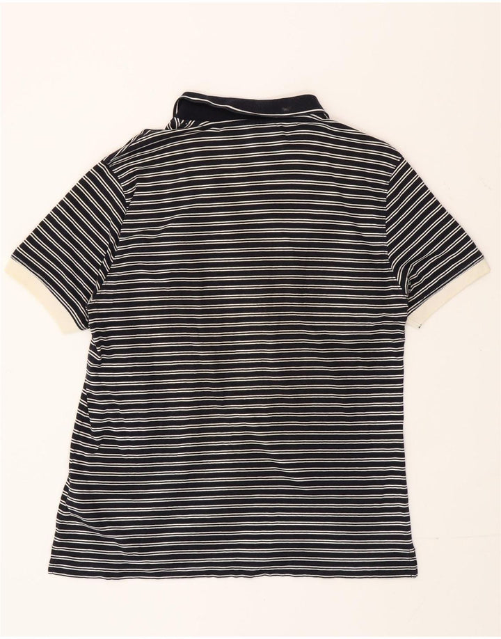 Marlboro Classics Mens Polo Shirt XL Navy Blue Striped Cotton