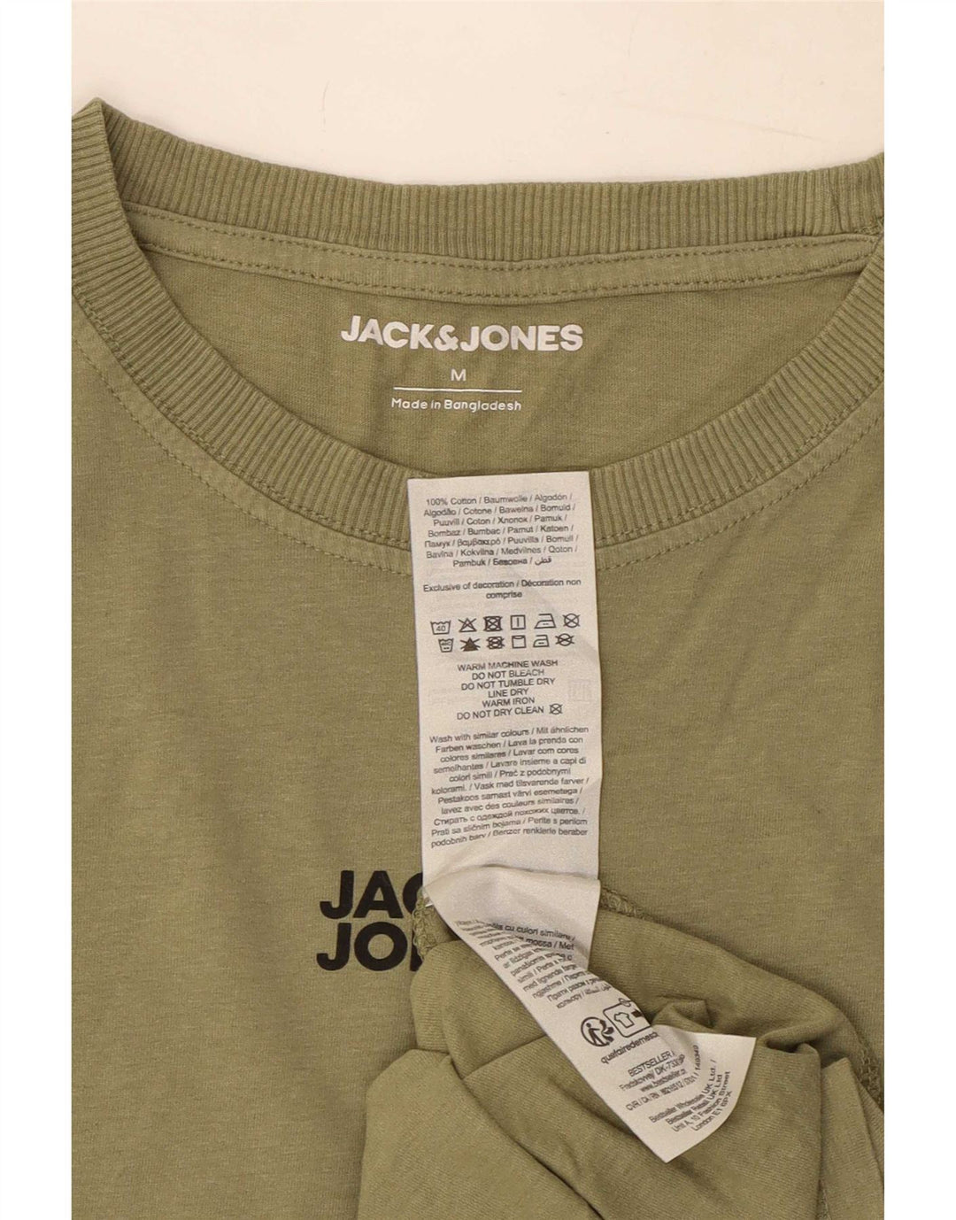 Jack & Jones Mens T-Shirt Top Medium Khaki Cotton