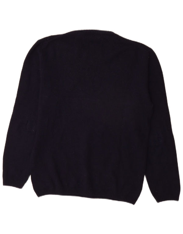Daniele Fiesoli Mens Crew Neck Jumper Sweater Large Navy Blue Merino Wool