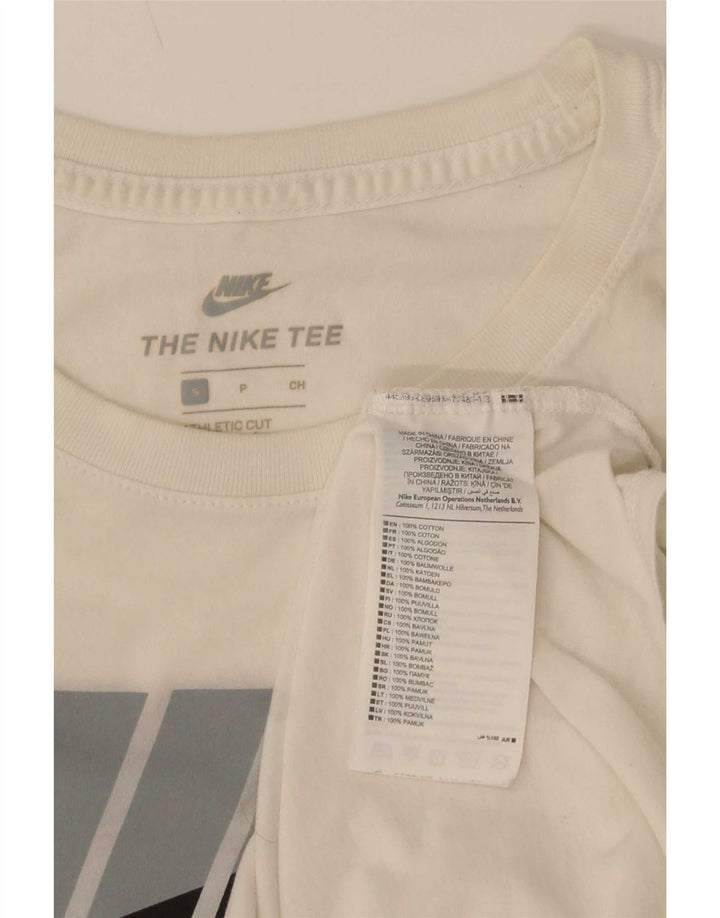 Nike Mens Athletic Cut Graphic T-Shirt Top Small White Cotton