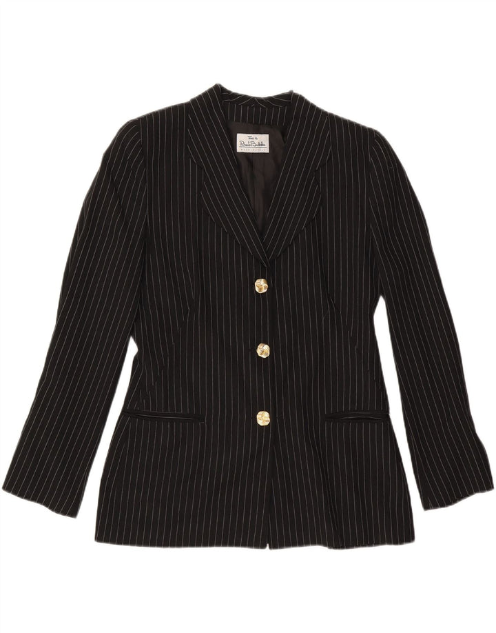 RENATO BALESTRA Womens 3 Button Blazer Jacket IT 46 Large Black Pinstripe