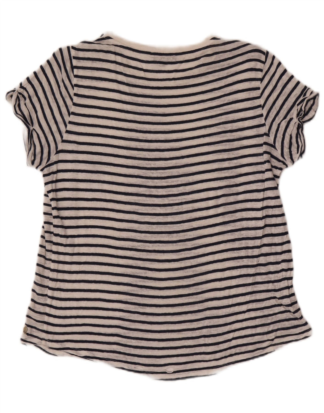 Massimo Dutti Womens T-Shirt Top UK 14 Medium White Striped