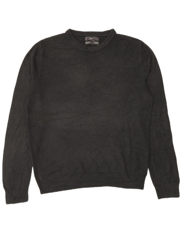 Marks & Spencer Mens Crew Neck Jumper Sweater Large Black Acrylic