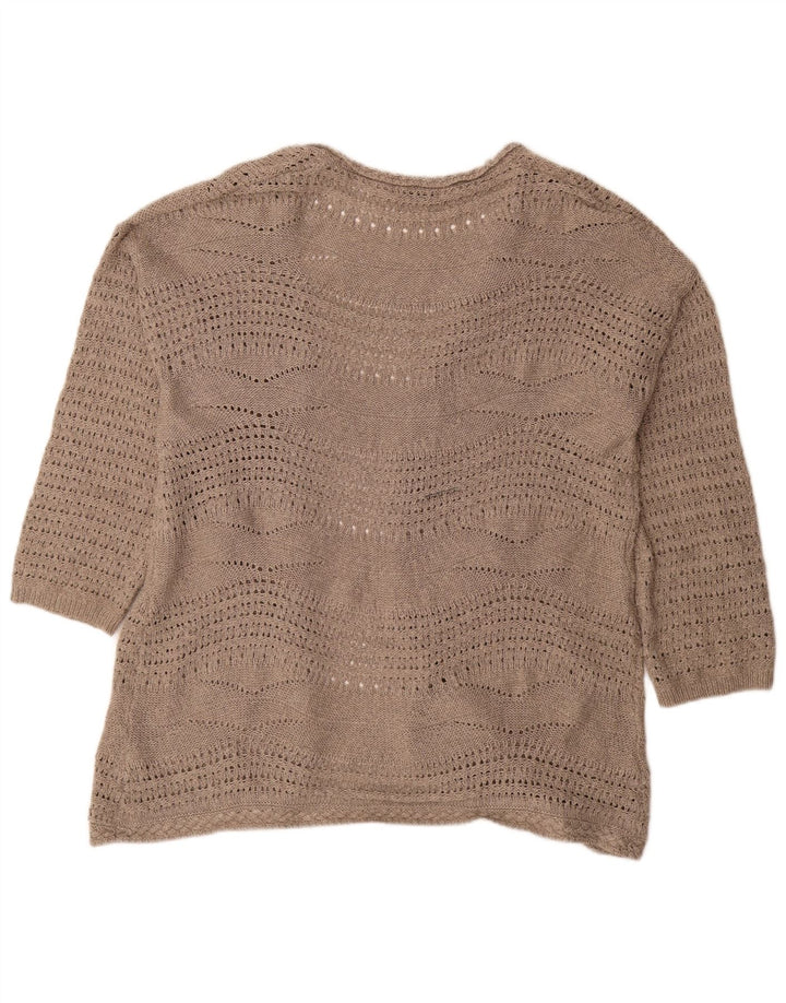 Marks & Spencer Womens Open Cardigan Sweater UK 20 2XL Beige Polyester