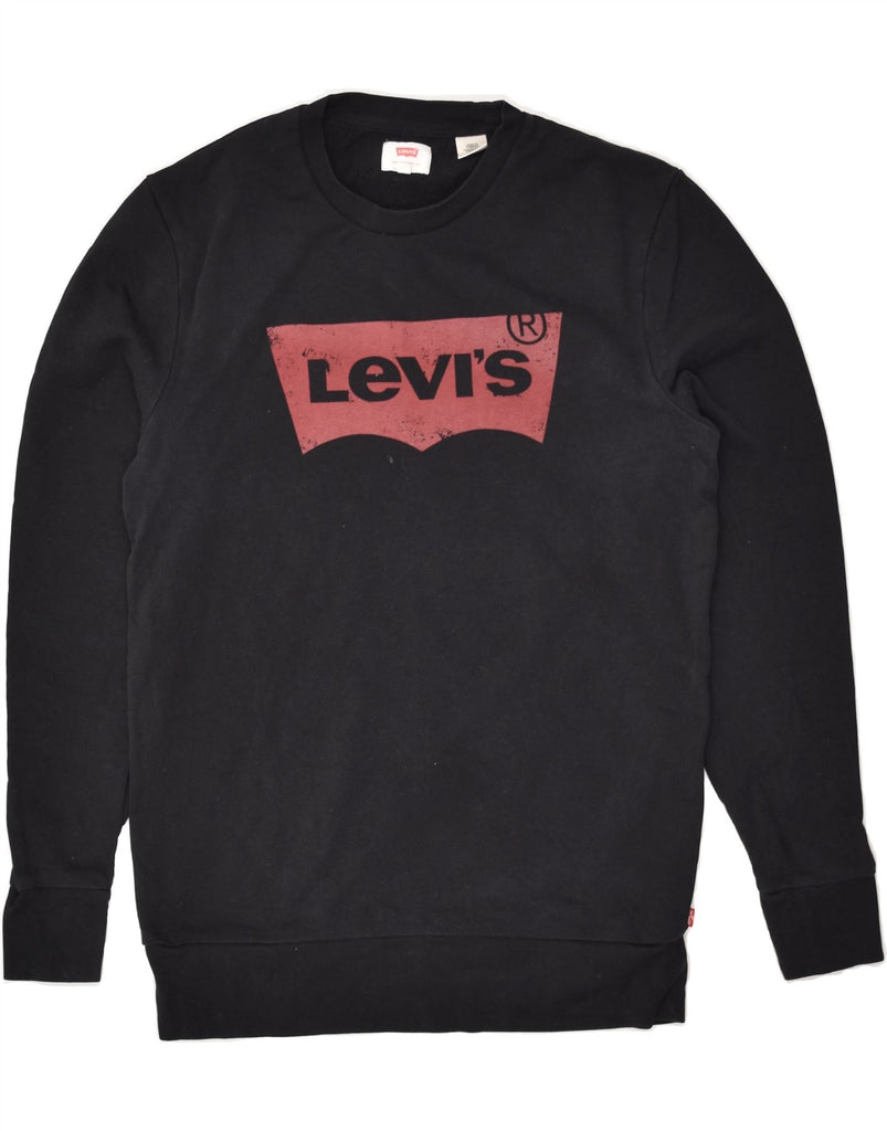 LEVI'S Mens Graphic Sweatshirt Jumper Small Black Cotton | Vintage Levi's | Thrift | Second-Hand Levi's | Used Clothing | Messina Hembry 