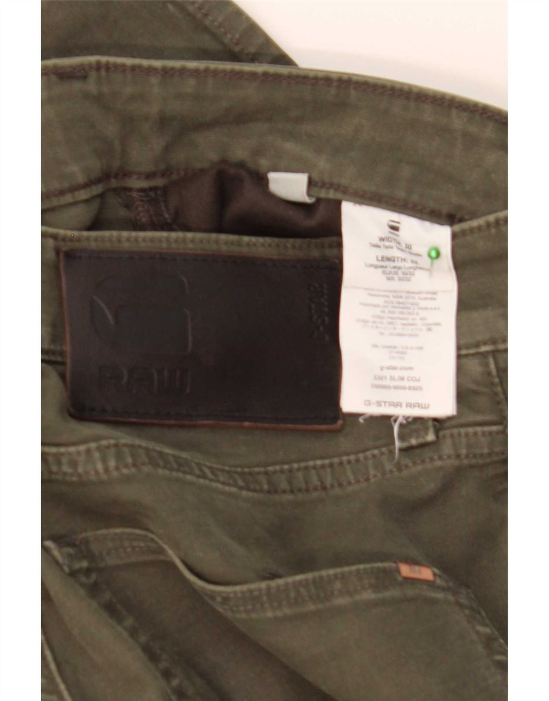 G-Star Mens Slim Jeans W30 L32 Khaki Cotton