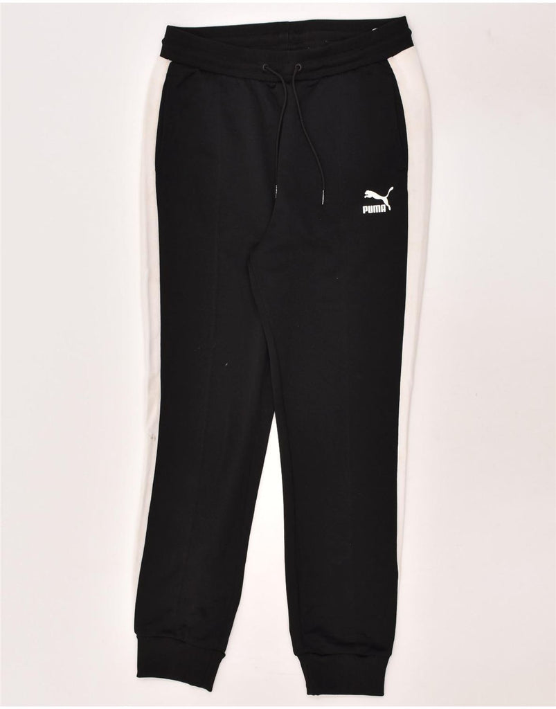 PUMA Mens Graphic Tracksuit Trousers Joggers XS Black Colourblock | Vintage Puma | Thrift | Second-Hand Puma | Used Clothing | Messina Hembry 