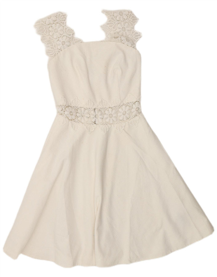 Ted Baker Womens Sleeveless A-Line Dress UK 4 XS White Polyester
