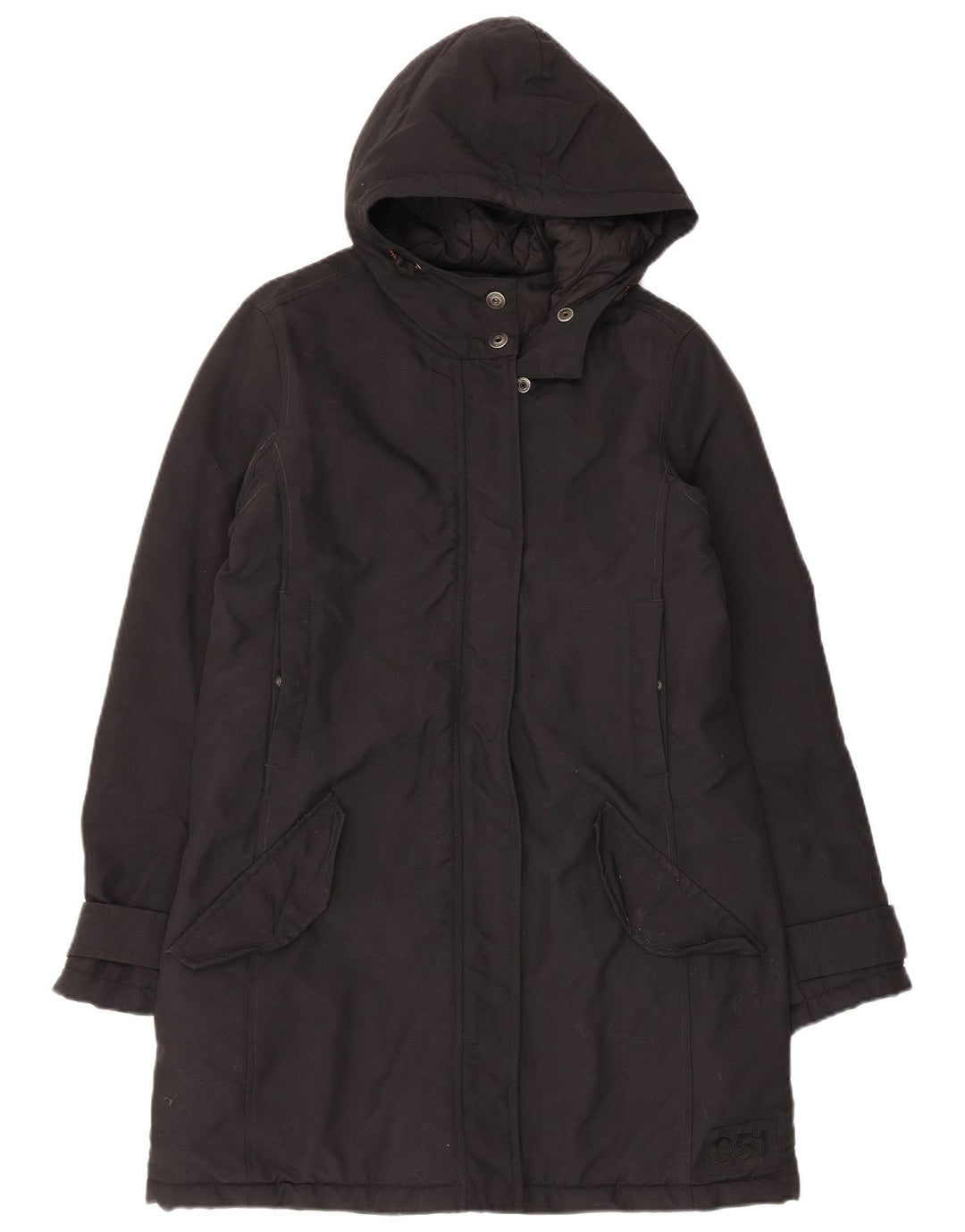 Aspesi Womens Hooded Padded Coat UK 12 Medium Black Polyamide