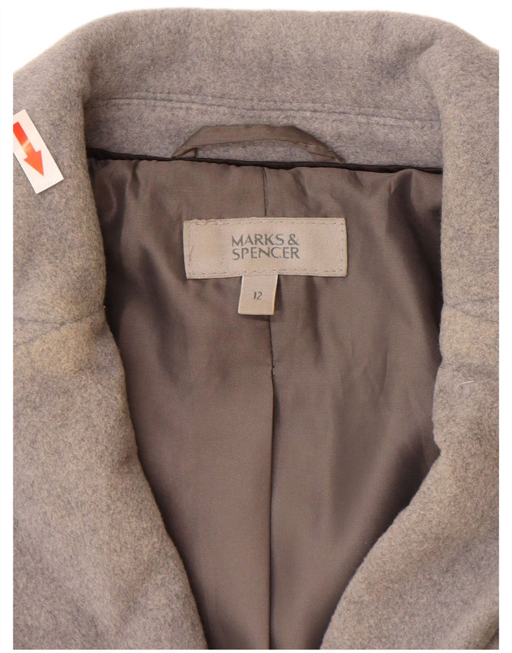 Marks & Spencer Womens Overcoat UK 12 Medium  Grey New Wool