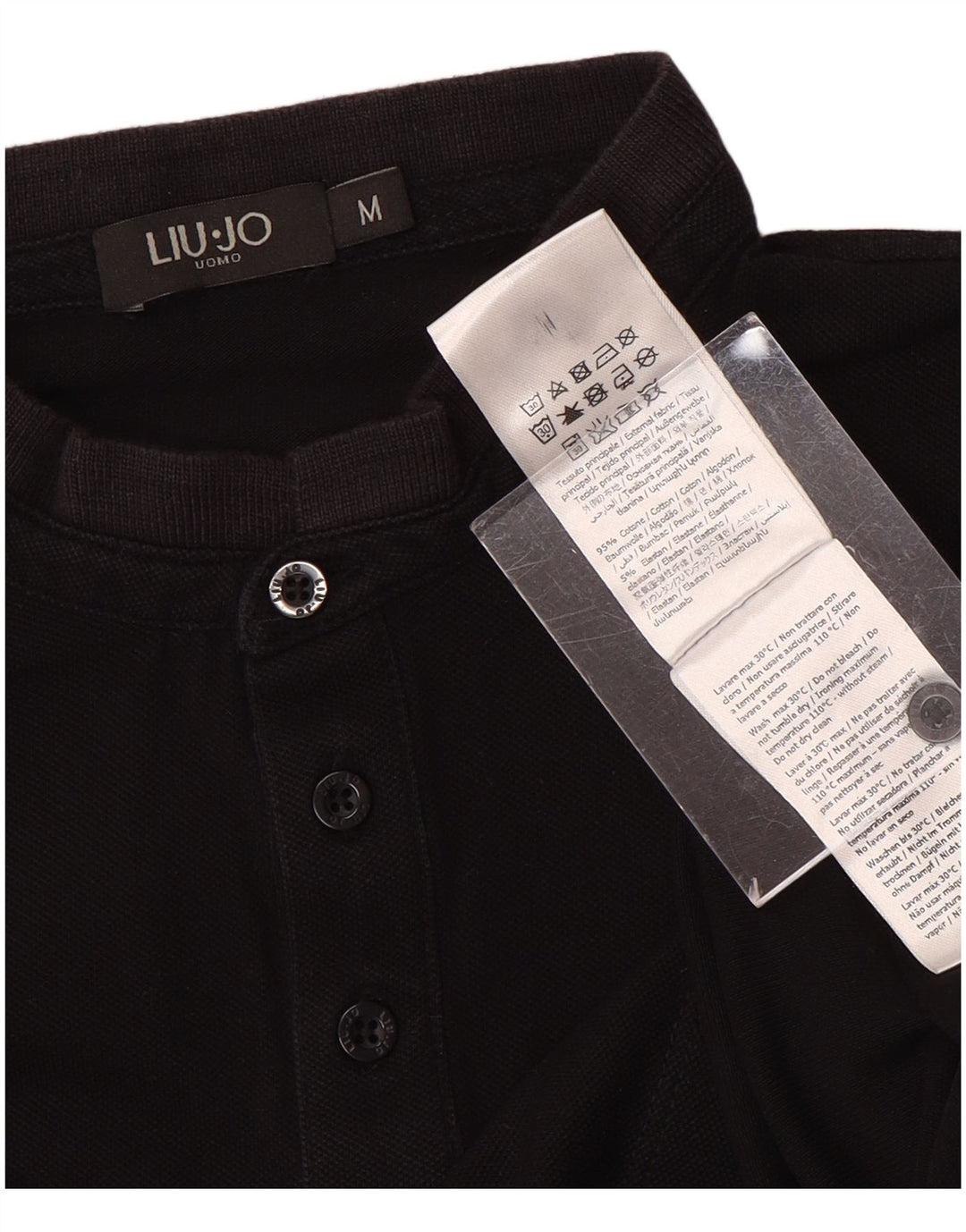LIU JO Mens Uomo Polo Shirt Medium Black Cotton