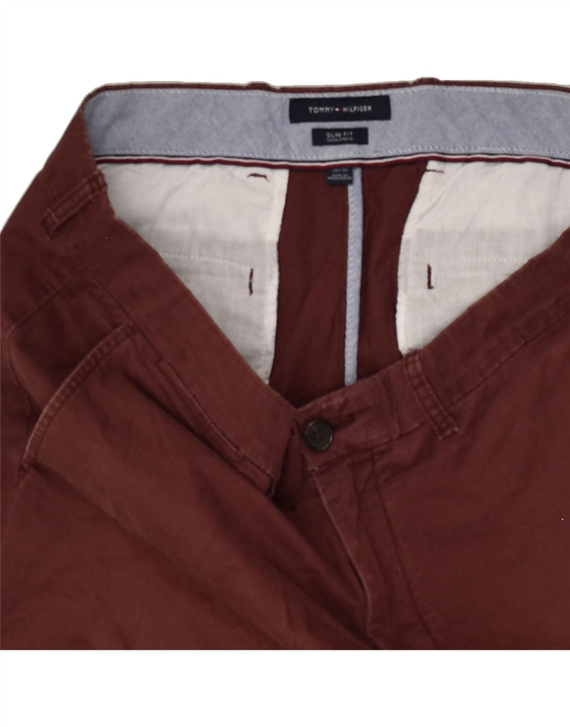 TOMMY HILFIGER Mens Slim Chino Trousers W36 L32 Burgundy Cotton | Vintage Tommy Hilfiger | Thrift | Second-Hand Tommy Hilfiger | Used Clothing | Messina Hembry 