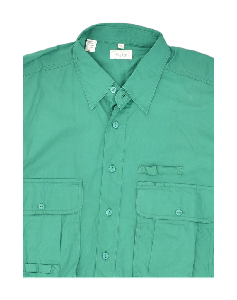 ASTOR Mens Shirt Medium Green Cotton | Vintage Astor | Thrift | Second-Hand Astor | Used Clothing | Messina Hembry 