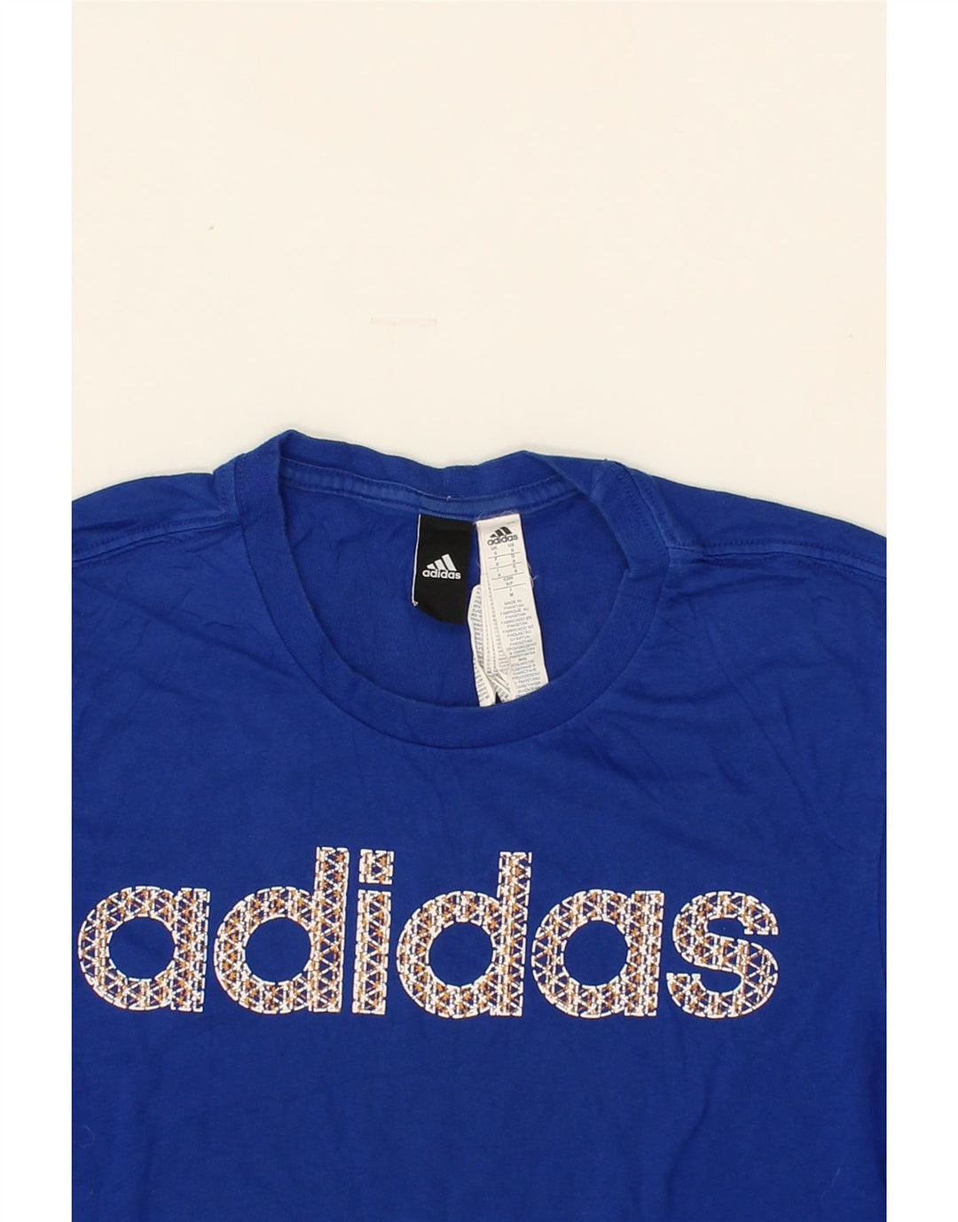 ADIDAS Mens Graphic T-Shirt Top Small Blue Cotton Vintage Adidas and Second-Hand Adidas from Messina Hembry 