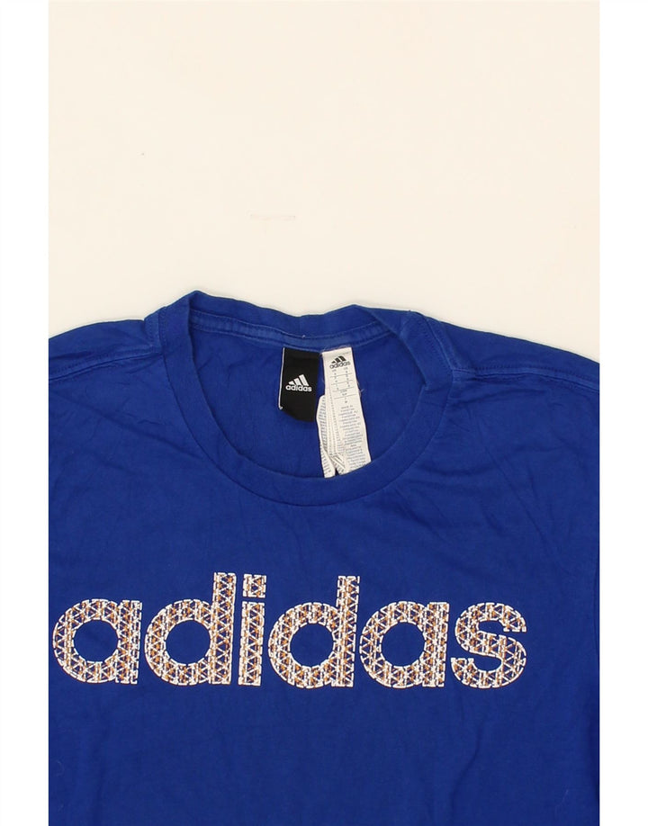 ADIDAS Mens Graphic T-Shirt Top Small Blue Cotton Vintage Adidas and Second-Hand Adidas from Messina Hembry 