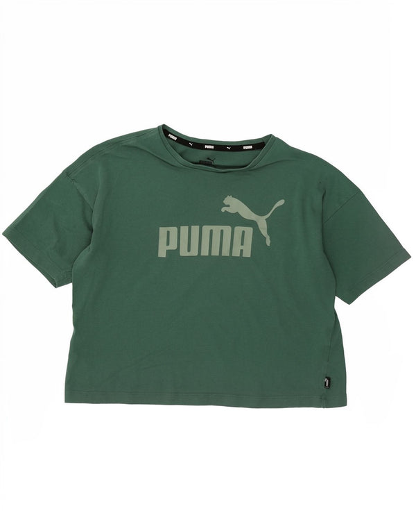 Puma Womens Loose Fit Crop Graphic T-Shirt Top UK 4 XS Green