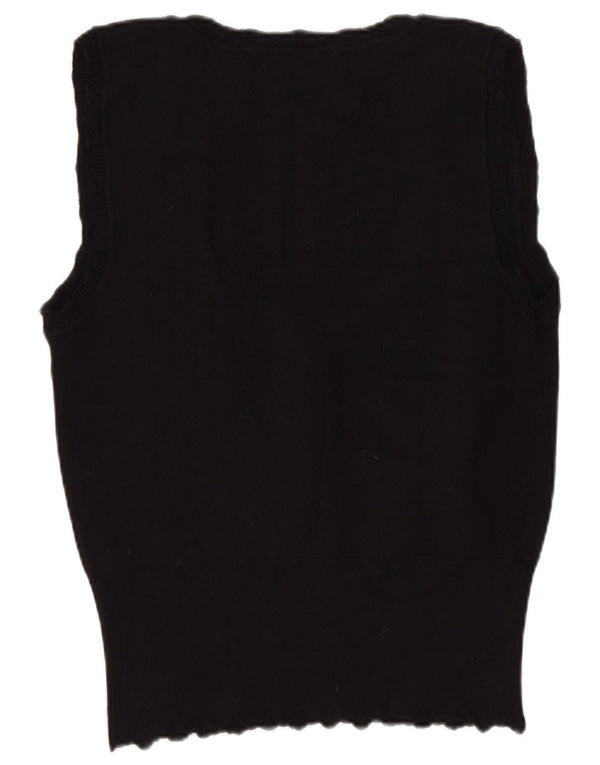 Zara Womens Crop Vest Tank Top UK 14 Large Black Viscose