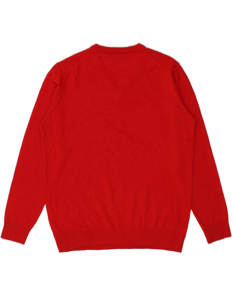 LACOSTE Mens V-Neck Jumper Sweater Size 5 Large Red Wool | Vintage Lacoste | Thrift | Second-Hand Lacoste | Used Clothing | Messina Hembry 