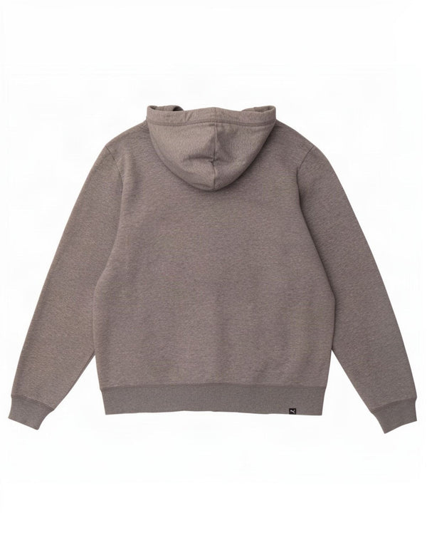 Puma Mens Hoodie Jumper Large Grey Cotton