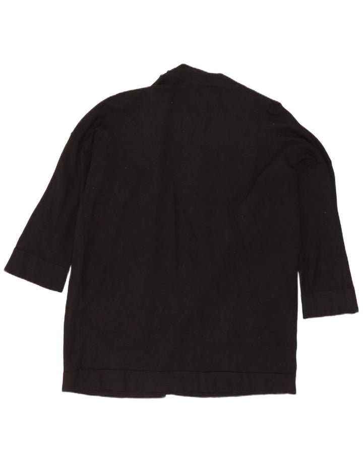 Zara Womens 3/4 Sleeve Open Cardigan Sweater UK 14 Medium Black