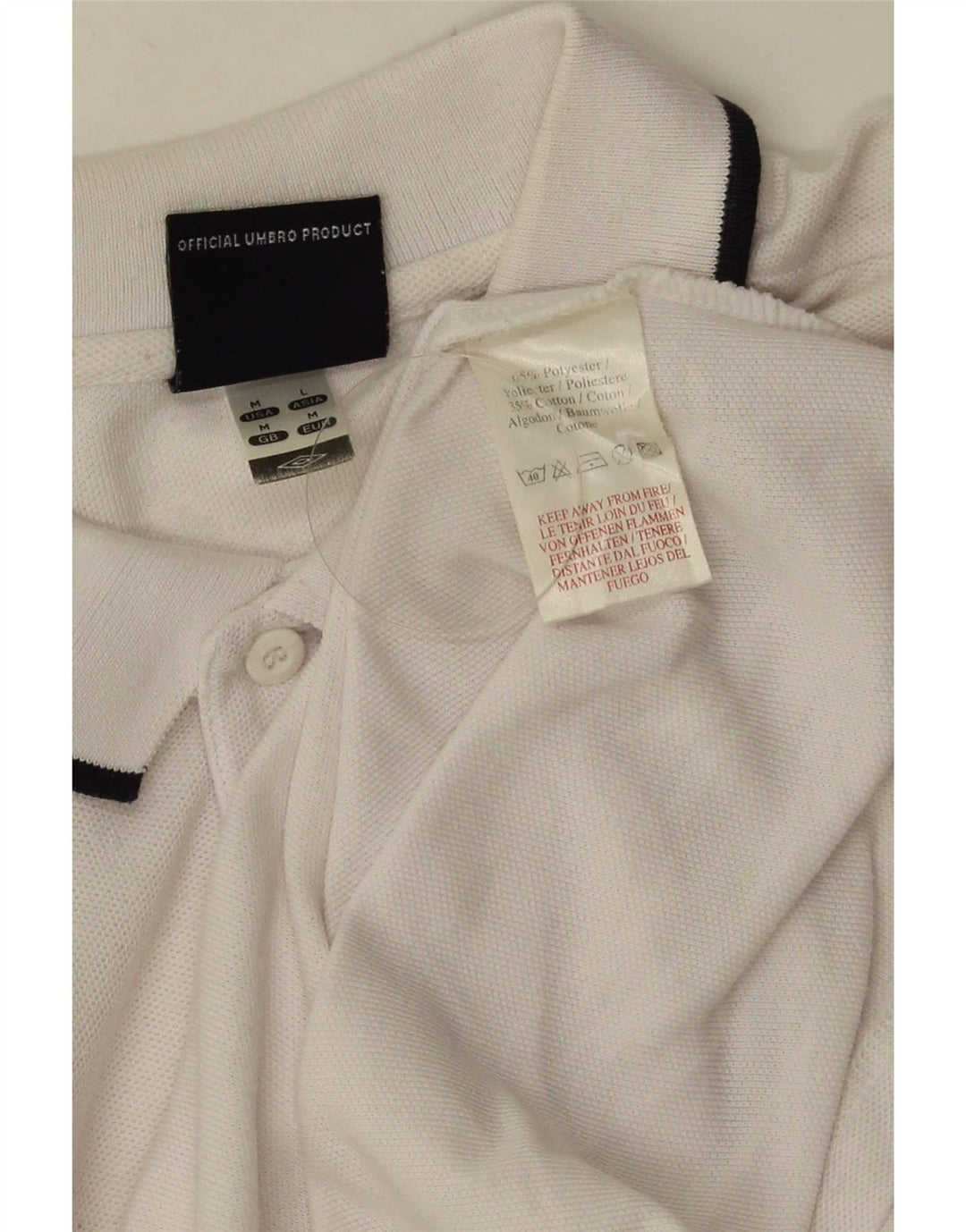 Umbro Mens Polo Shirt Medium White Polyester