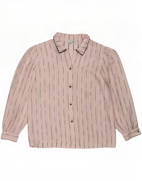 Vintage Womens Shirt Blouse UK 22 3XL Pink Geometric Polyester