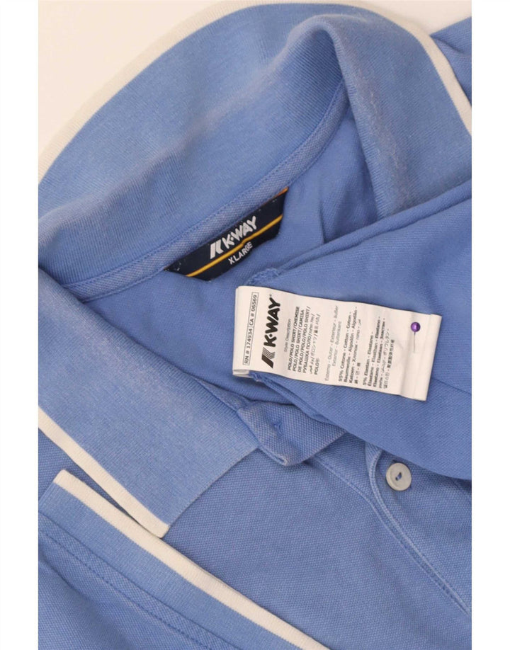 K-Way Mens Polo Shirt XL Blue Striped Cotton