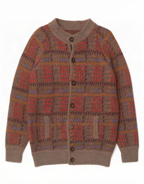 Vintage Mens Cardigan Sweater Medium Multicoloured Check