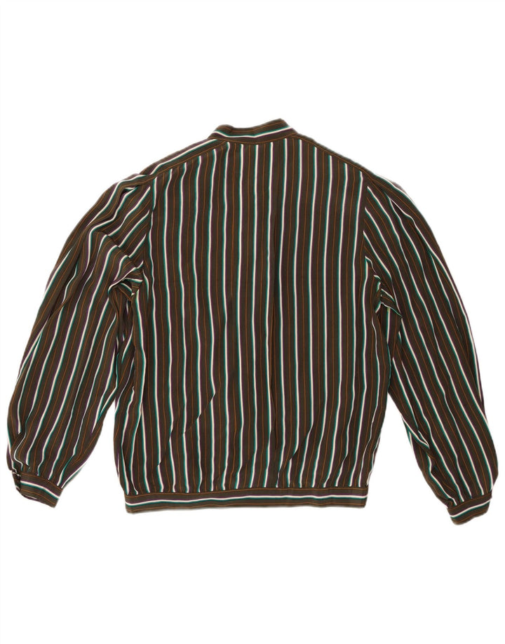 Vintage Womens Shirt Blouse UK 14 Medium Green Striped