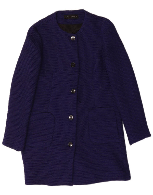 Zara Womens Overcoat UK 10 Small Navy Blue