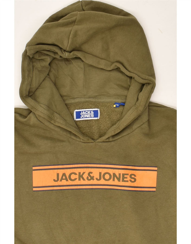 JACK & JONES Boys Graphic Hoodie Jumper 15-16 Years Khaki Cotton | Vintage Jack & Jones | Thrift | Second-Hand Jack & Jones | Used Clothing | Messina Hembry 