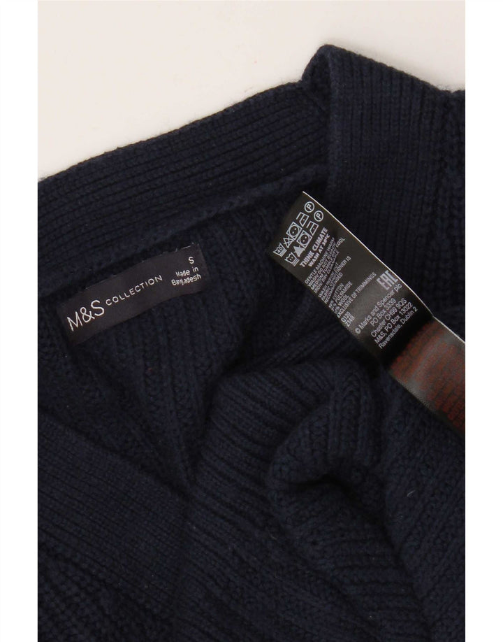 Marks & Spencer Womens Crop Cardigan Sweater UK 10 Small Navy Blue