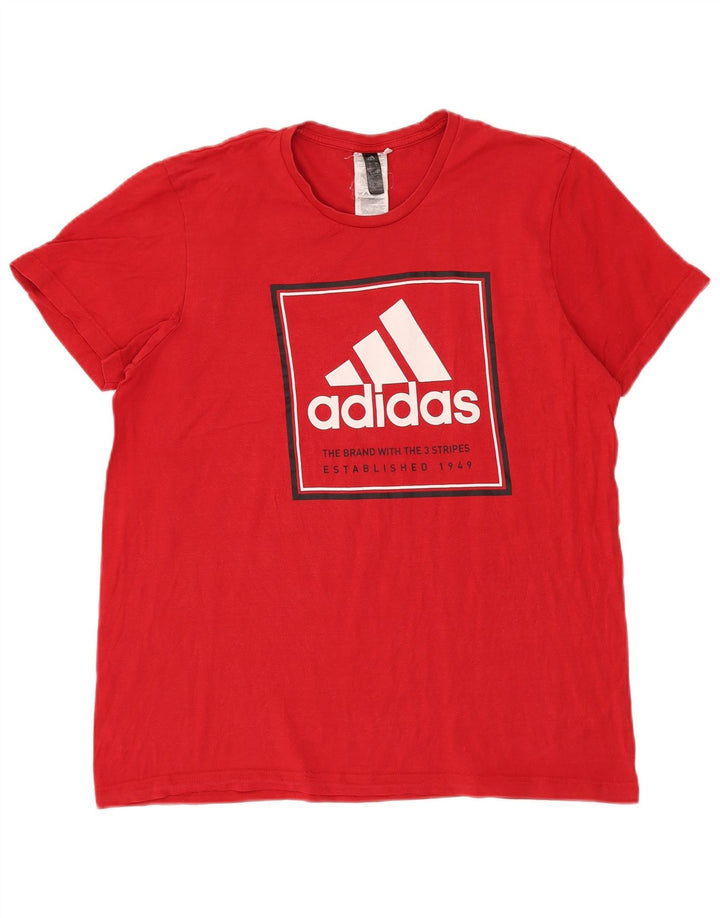 Adidas Mens Graphic T-Shirt Top Medium Red Cotton