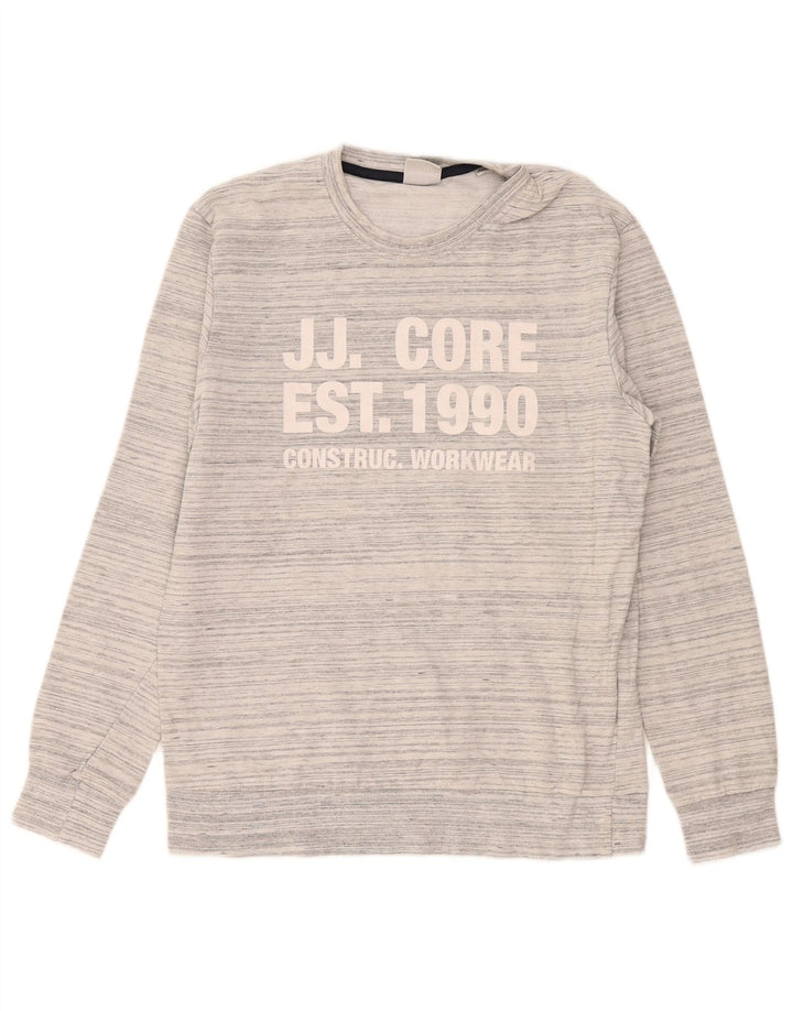 Jack & Jones Mens Graphic Sweatshirt Jumper Medium Grey Flecked Cotton